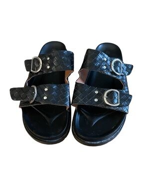 Birkenstock quality Black Woven Double-Buckle Slide Sandals. Brand new. Size 11.